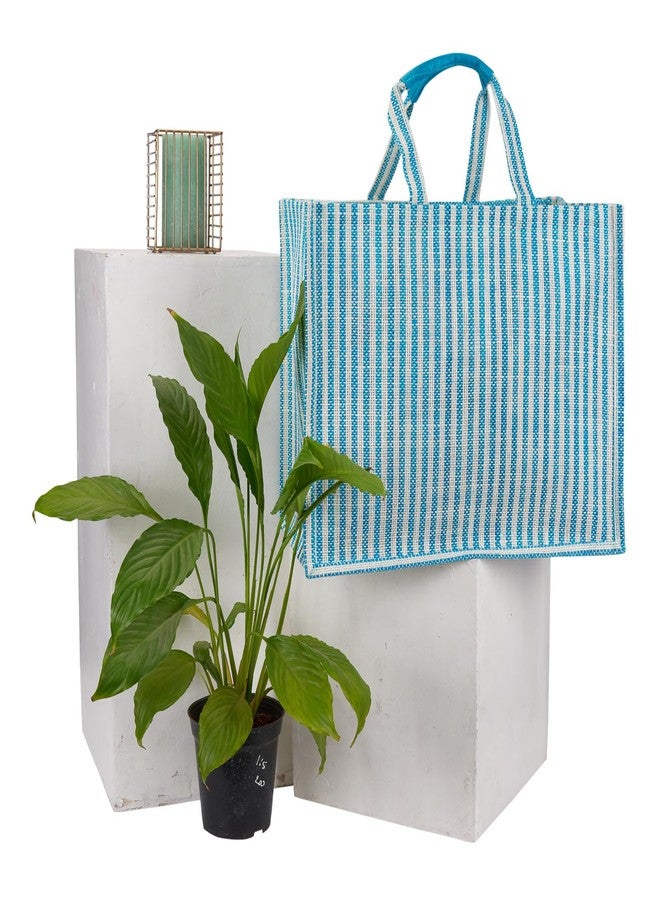 Jute Cottage Jute Bags for Shopping for Women and Men | Jute Grocery Bag | Jute Carry Bag | Jute Bags with zip | Printed Jute Bag, Blue - Image 4